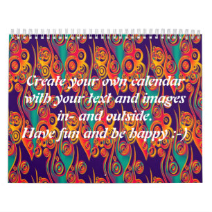 Tattoo flames pattern + your text & images calendar