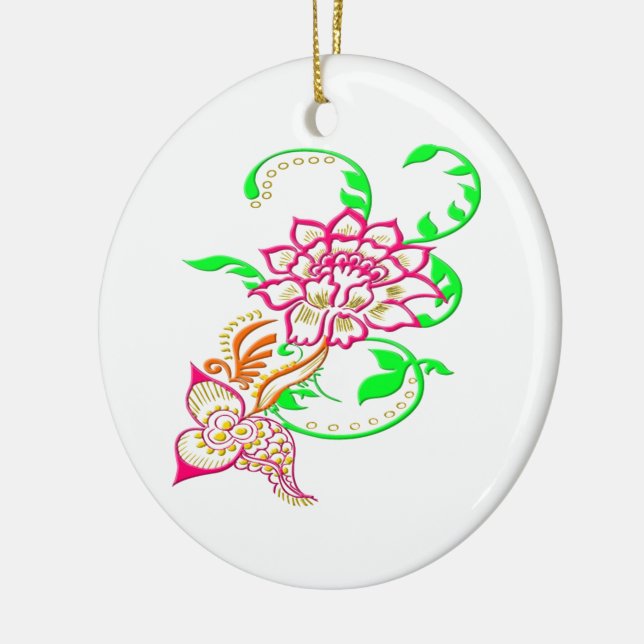 Tattoo Flower Ceramic Ornament (Left)