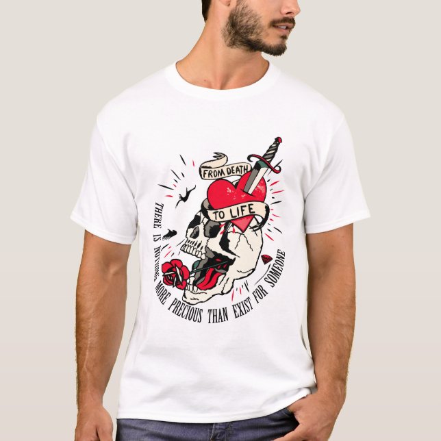 tattoo from death to life heart and death head da T-Shirt (Front)