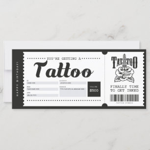 Tattoo Gift Card Ticket Voucher Certificate
