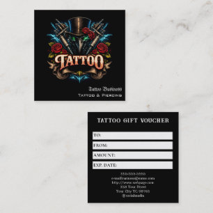 Tattoo Gift Voucher Square Business Card