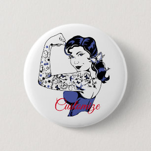Tattoo Girl Arm Up Thunder_Cove 2 Inch Round Button