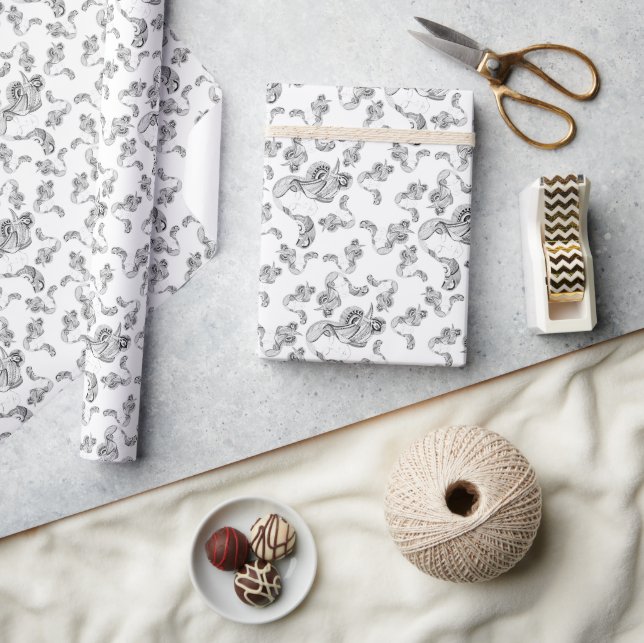 Tattoo Girl Black And White Wrapping Paper (Crafts)
