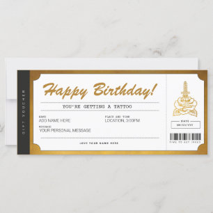 Tattoo Gold Gift Ticket Voucher Certificate