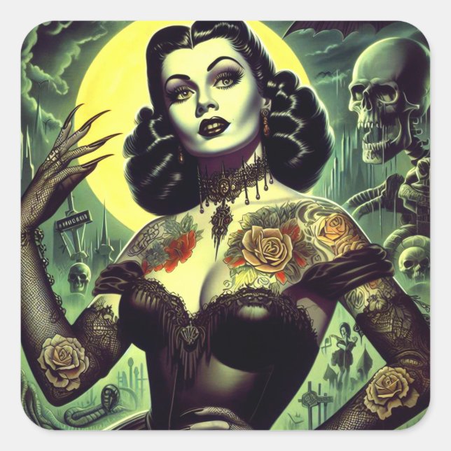Tattoo Goth Woman Square Sticker (Front)