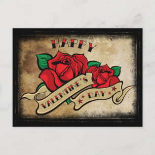 Tattoo Happy Valentine's Day Rose Holiday Postcard