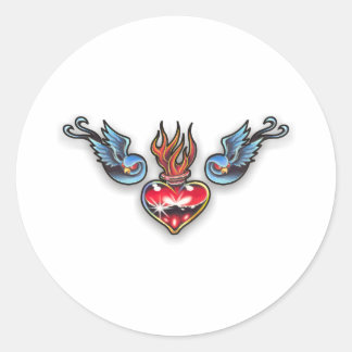 Tattoo heart classic round sticker