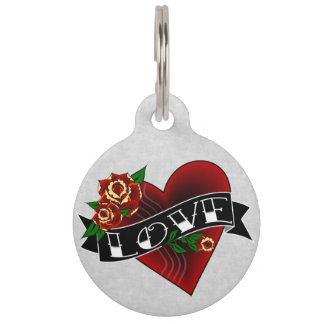 Tattoo Heart Love Dog Pet Tag