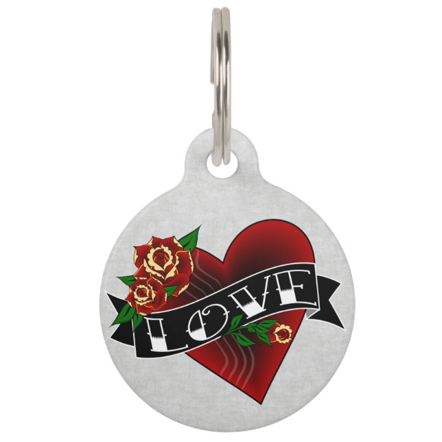 Tattoo Heart Love Dog Pet Tag (Front)