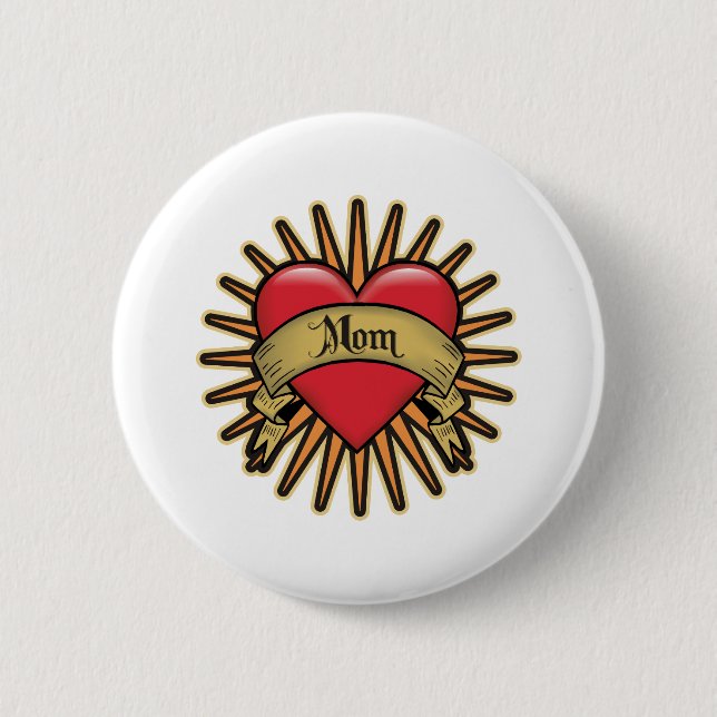 Tattoo Heart Mom 2 Inch Round Button (Front)
