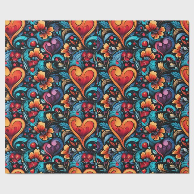 Tattoo Hearts Digital Theme 1 Wrapping Paper (Seam)