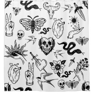 tattoo human heart snake moth dagger white