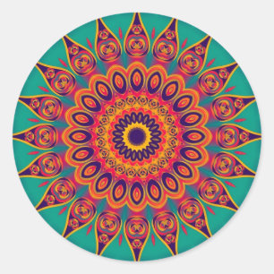 Tattoo Kaleidoscope Fractal Classic Round Sticker