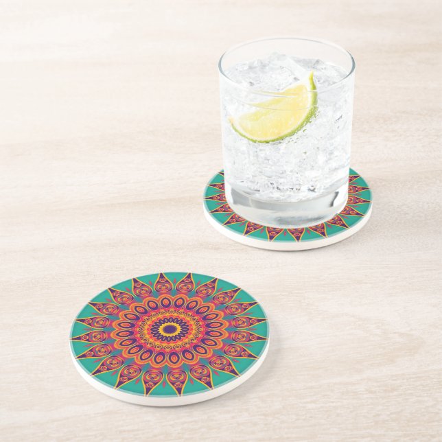Tattoo Kaleidoscope Fractal Coaster (Side)
