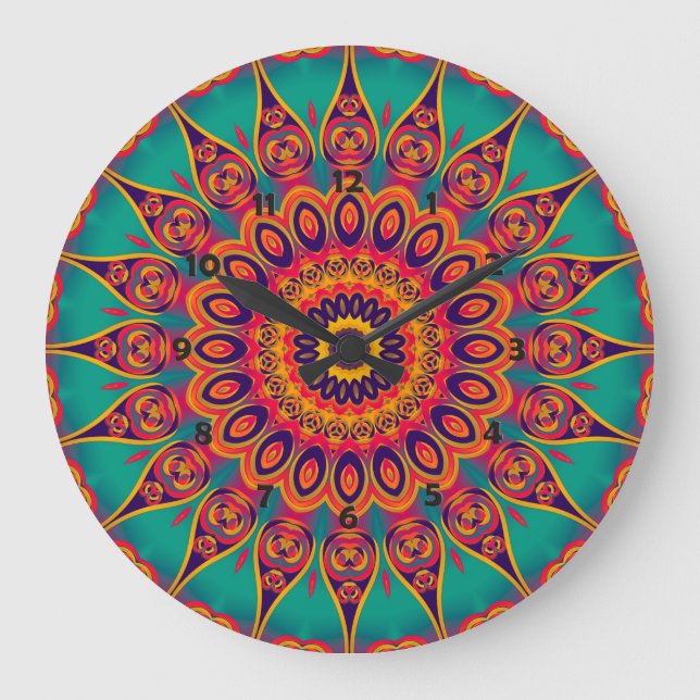 Tattoo Kaleidoscope Fractal Large Clock (Front)