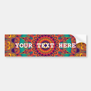 Tattoo Kaleidoscope Fractal + your text Bumper Sticker