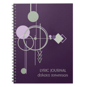 Tattoo Linework Bohemian Purple Green Monogram Notebook