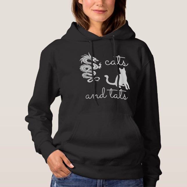 Tattoo Lover Gifts Cats And Tats Dragon Kitten Hoodie (Front)