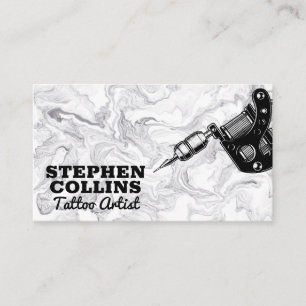 Tattoo Machine   Modern Marble Stylish Business Card
