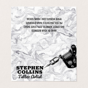 Tattoo Machine   Modern Marble Stylish Business Card