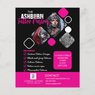 Tattoo Parlour Poster - Custom Black pink Flyer
