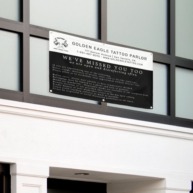 Tattoo Parlour Reopening Distancing Guidelines Banner (Outside Building)