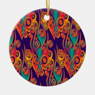 Tattoo Pattern Art - flames & circles Ceramic Ornament