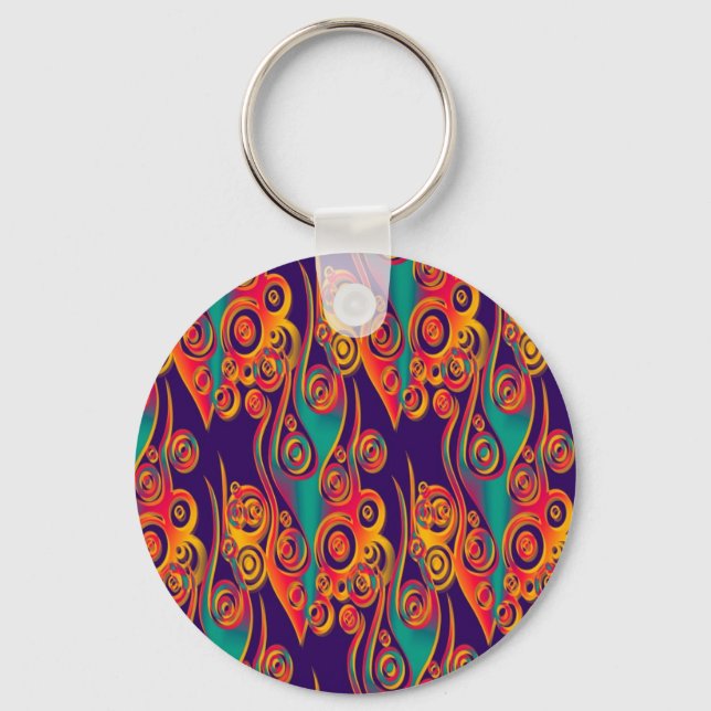 Tattoo Pattern Art - flames & circles Keychain (Front)