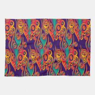 Tattoo Pattern Art - flames & circles Kitchen Towel