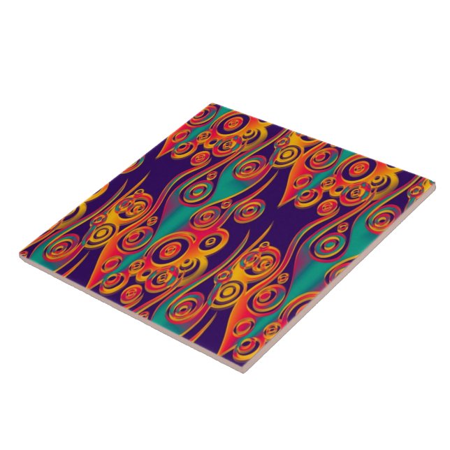 Tattoo Pattern Art - flames & circles Tile (Side)