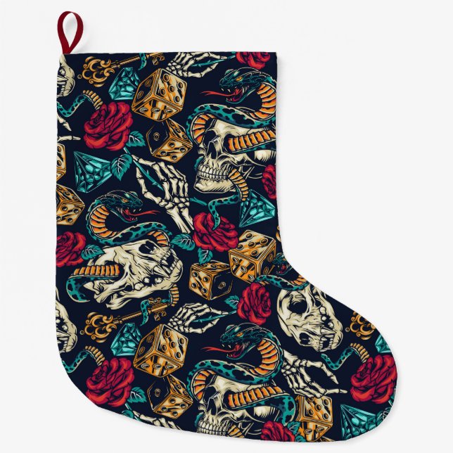 Tattoo Pattern Large Christmas Stocking (Front)