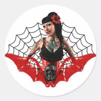 Tattoo Pin Up Classic Round Sticker
