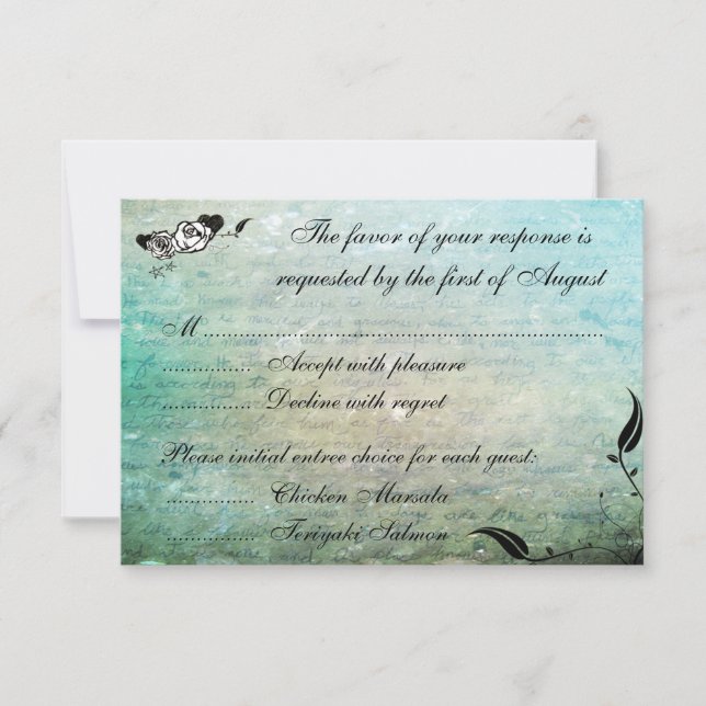 Tattoo Rose and Fluers Muerte Skull Reception Card (Front)