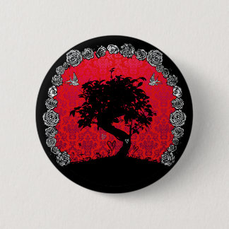 Tattoo Rose Bonsai Tree of Love Swallow 2 Inch Round Button