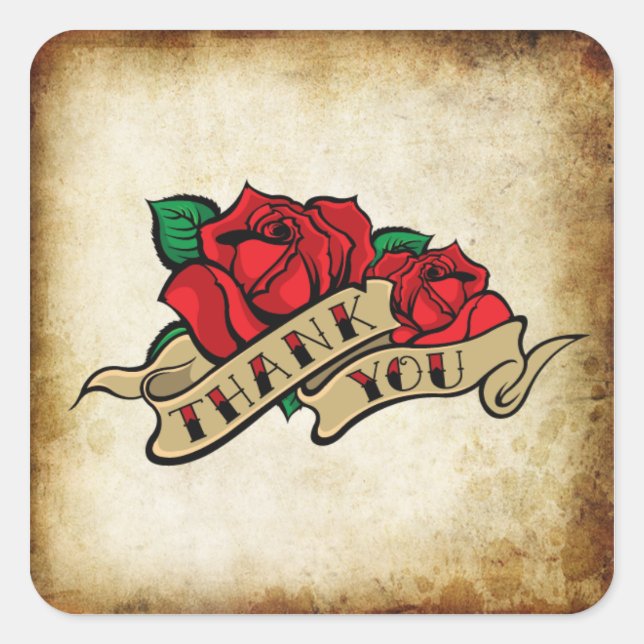 Tattoo Rose Rockabilly Urban Thank You Seals (Front)