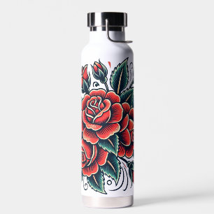 Tattoo Roses Red Rose Flower Art Water Bottle