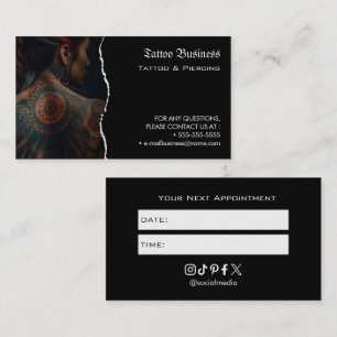 Tattoo Salon Appointment Reminder Business Card