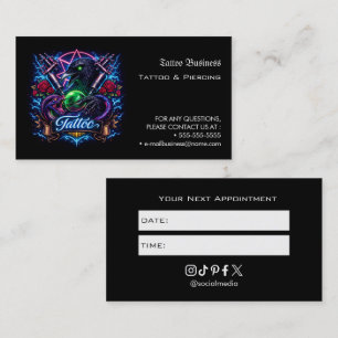 Tattoo Salon Appointment Reminder Business Card