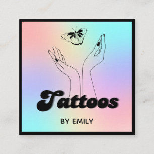 Tattoo Salon Mystical Butterfly Holographic Square Business Card