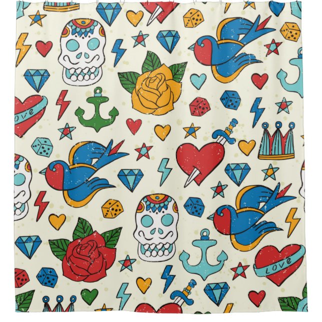 Tattoo seamless pattern.  (Front)