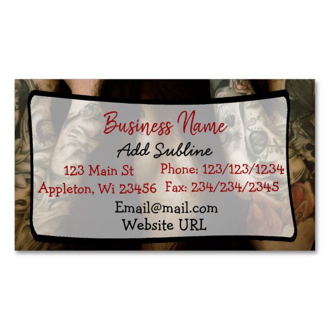 Tattoo Shop Business Information Magnetic Card (Front)