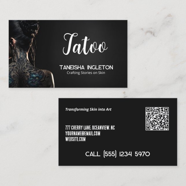 Tattoo Shop Custom QR Business Card (Front/Back)