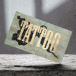 Tattoo Shop Tattoo Gun Vintage Gold & Bronze Business Card<br><div class="desc">Tattoo Shop Tattoo Gun Vintage Gold & Bronze Typography Business Cards.</div>