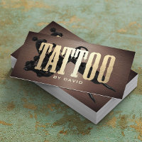 Tattoo Shop Tattoo Gun Vintage Metallic Gold