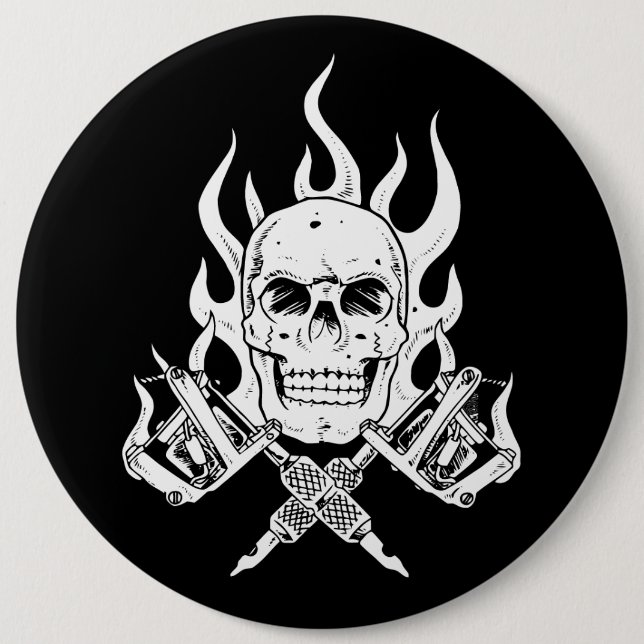Tattoo Skull 6 Inch Round Button (Front)