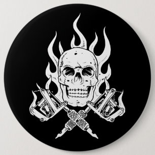 Tattoo Skull 6 Inch Round Button