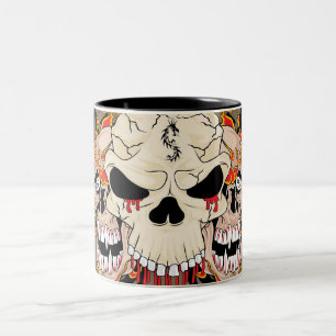 Tattoo Skull Eight Ball Flame Fire Coffee Mug Cup