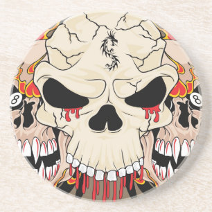 Tattoo Skull Eight Ball Flame Fire Dragon Coasters