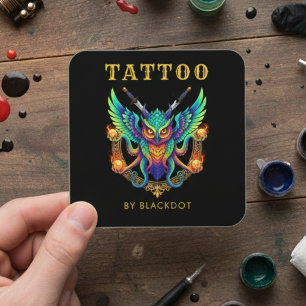 Tattoo Studio Booking QR Code Trendy Tattoo Artist Square Business Card