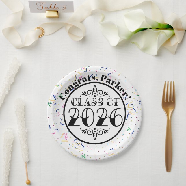 Tattoo Style Class of 2026 Graduation Paper Plate (Wedding)
